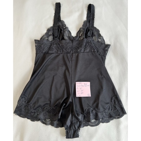 Vintage Ilusion Bodysuit Sleepwear Sz Medium Black Y2K Lace Women's - Picture 12 of 13